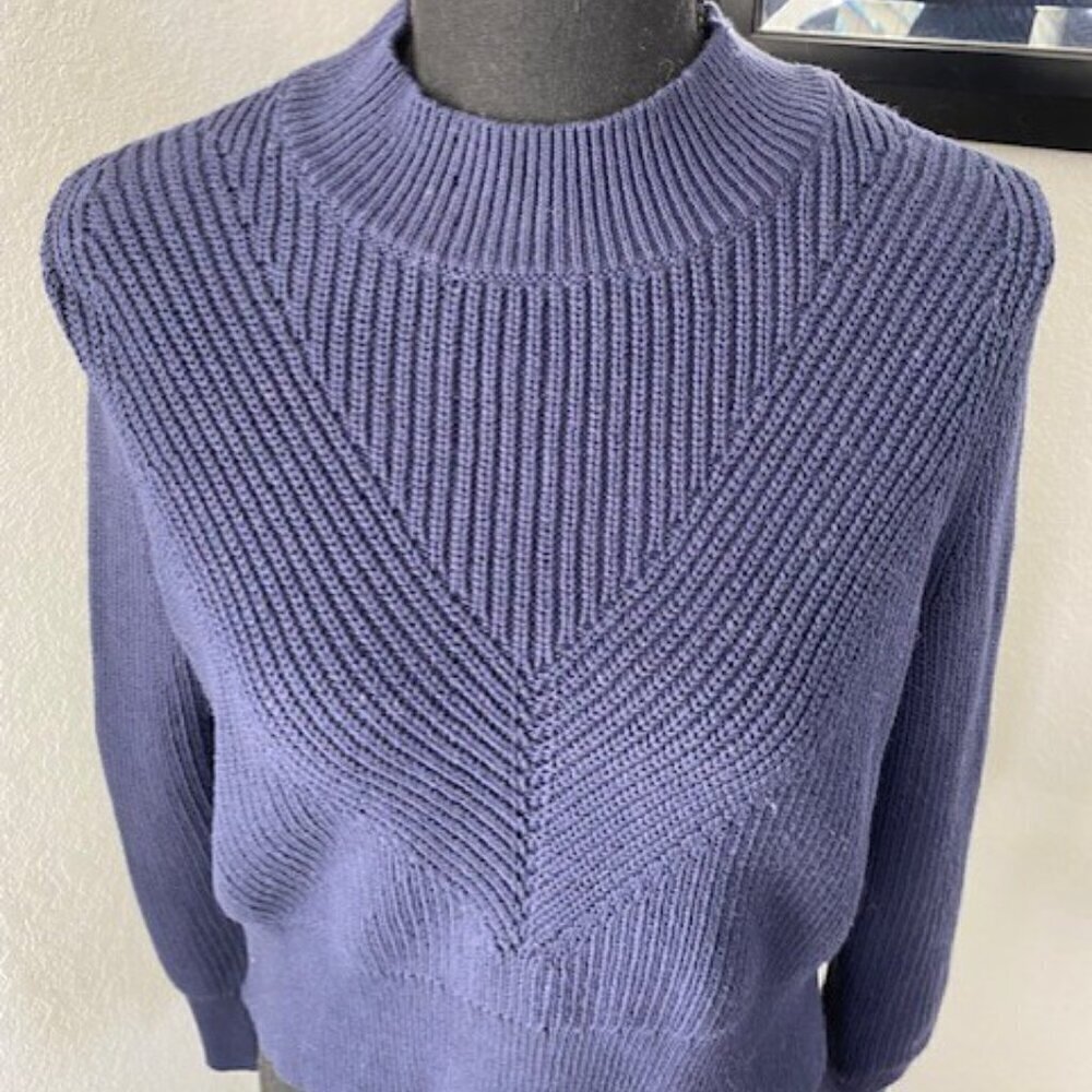 NWT Kendall and Kylie Navy Blue Cropped Knit Sweater Small - Picture 4 of 13
